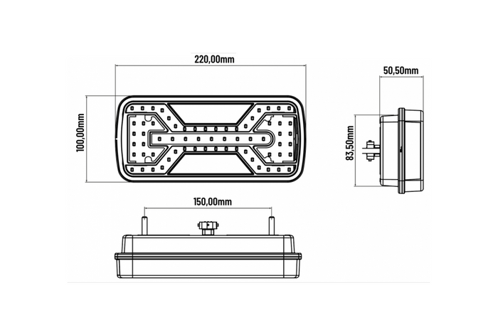 KAMAR X-SPIDER L2425 LED-Rücklicht mit 5 Funktionen, universell
