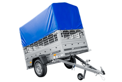 Leichter Anhänger 200x106 UNITRAILER GARDEN 200 KIPP mit Gitterwänden, H-800 Rahmen und blauer Plane