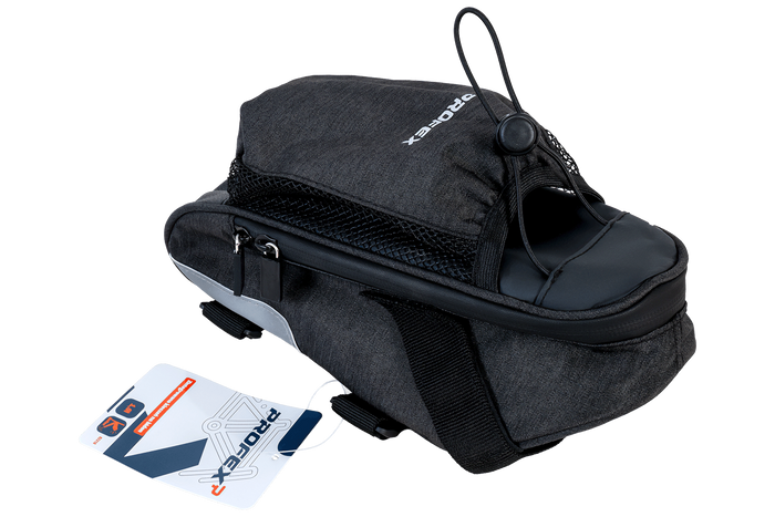 PROFEX 82318 Lange schwarze Luxus-Fahrradsatteltasche mit Flaschenfach