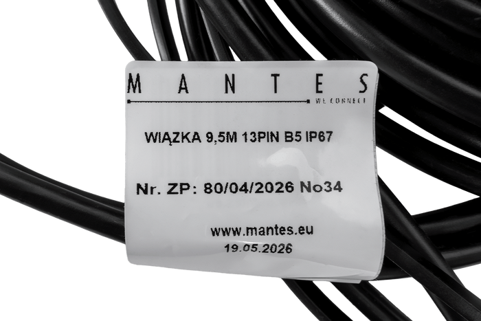 MANTES Elektroinstallation, Bootsanhänger-Kabelbaum 9,5 m, 13-poliger Stecker, 2 x 5-polige Bajonettverschlüsse