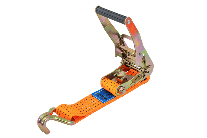 Satz aus vier UNITRAILER 10m/50mm/5t orangefarbenen Transportgurten mit Spannvorrichtung