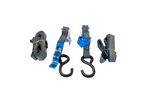Set aus zwei HILLS 3 m/25 mm/1 t Transportgurten mit Spannvorrichtung und zwei 0,45 m Gurten zur Sicherung des Motorrads