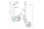 UNITRAILER automatisches Stützrad mit Griff 500 kg 60 mm 660–904 mm