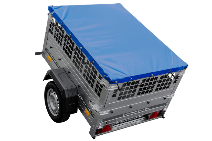 Kompakter Anhänger Garden Trailer 150 KIPP 150x106 cm 750 kg mit Laubgitteraufsatz