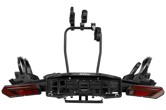 Inter Pack Velox 3 LED - faltbarer Anhängerkupplungs-Fahrradträger für 3 Fahrräder mit LED-Beleuchtung (schwarz)