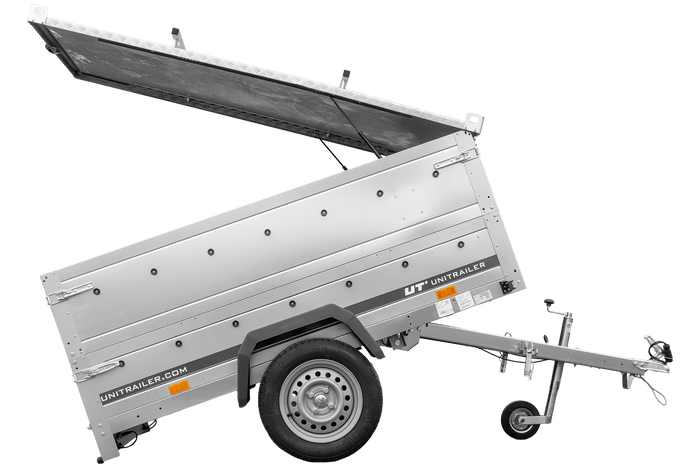 PKW-Anhänger 200x125 UNITRAILER GARDEN 201 KIPP mit Bordwandaufsatz und Aludeckel
