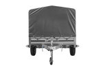 Einachsanhänger mit Aluminiumseitenwänden 230x125 Unitrailer Garden 230 KIPP ALU mit H-800 Rahmen und grauer Plane