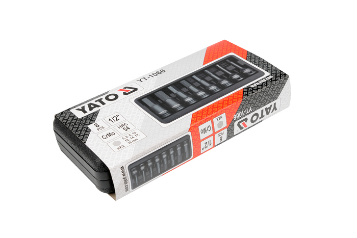 YATO YT-1066 Sechskant-Schlagschrauber-Steckschlüssel 6-19mm 8 Stück.