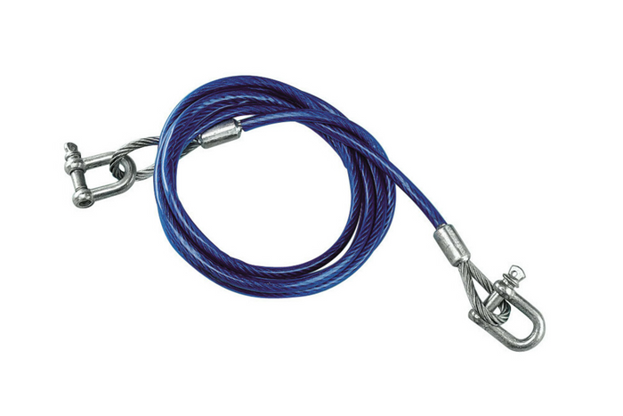 Abschleppseil mit Schäkeln, LAMPA Stahlseil, 3,5 m/8 mm/5 t, blau