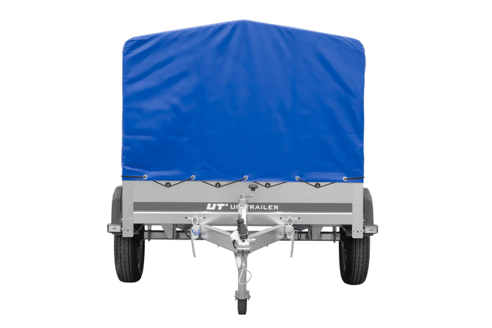 Leichter Anhänger 200x125 UNITRAILER GARDEN 201 KIPP mit H-800 Rahmen und blauer Plane