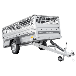 Einachsanhänger 264x125 UNITRAILER FORCE 264 KIPP mit Gitterwänden, H-0-Rahmen und grauer Plane
