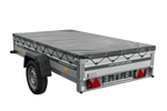 Einachsanhänger mit Aluminiumseitenwänden 230x125 Unitrailer Garden 230 KIPP ALU mit H-0-Rahmen und grauer Plane