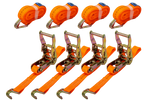 Satz aus vier UNITRAILER 4m/25mm/1t orangefarbenen Transportgurten mit Spannvorrichtung