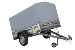 Einachsanhänger mit Aluminiumseitenwänden 200x125 Unitrailer Garden 201 KIPP ALU mit H-800 Rahmen und grauer Plane