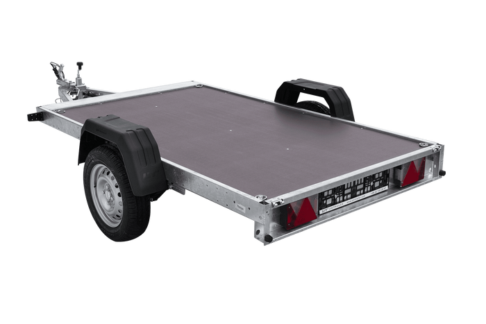 Ungebremster Anhänger 230x125 UNITRAILER FORCE 230 KIPP mit H-1100 Rahmen und grauer Hochplane