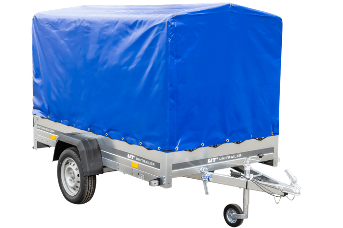 PKW-Anhänger 230x125 UNITRAILER GARDEN 230 KIPP mit blauer Hochplane 110 cm