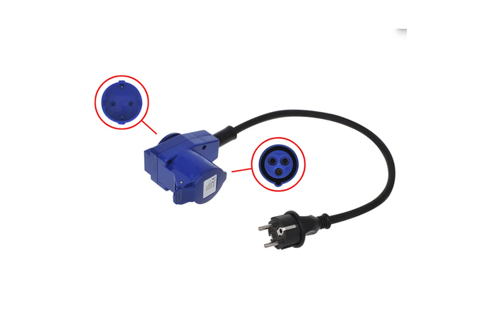 Adapter mit Schuko-Stecker für CEE-Winkelstecker + Schuko-Buchse, Proplus 373528 Kabel 40 cm