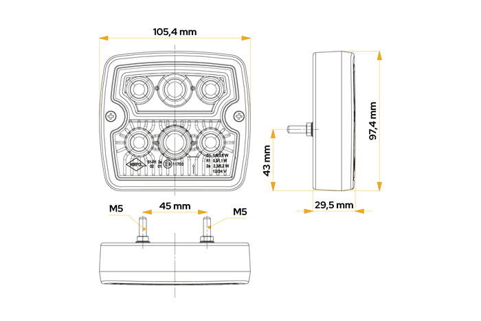 HORPOL LZD 967 LED Rücklicht 3 Funktionen universal