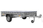 Einachsiger Anhänger auf Blattfedern 264x150 UNITRAILER GARDEN 265/R KIPP mit H-0-Rahmen und grauer Plane