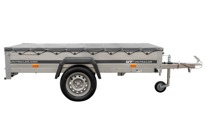 Anhänger Kipper Garden Trailer 230 KIPP [230 cm x 125 cm] mit Flachplane und Stützrad 750 kg