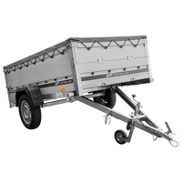 Einachsanhänger mit Aluminiumwänden 230x125 Unitrailer Garden 230 KIPP ALU mit BIS-Seitenwänden, H-0-Rahmen und grauer Plane