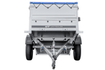 Autotransportanhänger 200x106 UNITRAILER GARDEN 200 KIPP mit BIS-Seitenwänden, H-0-Rahmen und blauer Plane