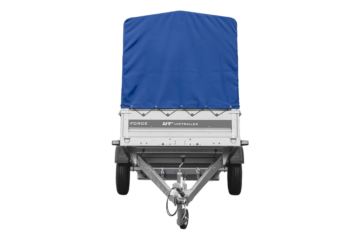 Anhänger 264x125 UNITRAILER FORCE 264 KIPP ungebremst mit H-1100 Spriegel und blauer Hochplane