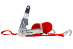 Satz mit vier UNITRAILER-Transportgurten mit Spannvorrichtung, 4 m/25 mm/1 t, rot