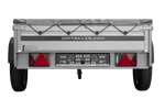 Einachsanhänger mit Aluminiumseitenwänden 200x125 Unitrailer Garden 201 KIPP ALU mit H-0-Rahmen und grauer Plane