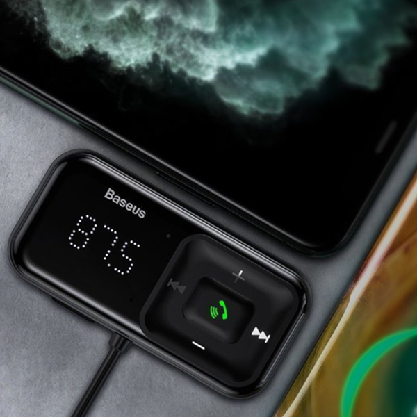 FM-Transmitter BASEUS T Typ S-16 Bluetooth 5.0 MP3 + Kfz-Ladegerät 2x USB