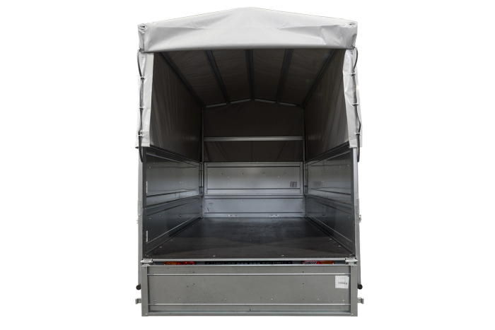 Leichtanhänger auf Federn 264x125 UNITRAILER GARDEN 264/R KIPP mit BIS-Seiten, H-800-Rahmen und grauer Plane
