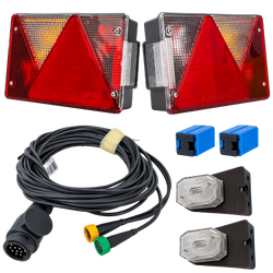 Lichtset: ASPÖCK MULTIPOINT IV Rückleuchten + ASPÖCK FLEXIPOINT I Seitenmarkierungsleuchten + MANTES 5,2m 13PIN Kabelbaum