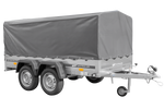 UNITRAILER GARDEN TRAILER ANHÄNGER 264/2 KIPP MIT STÜTZRAD, SPRIEGEL UND GRAUER PLANE