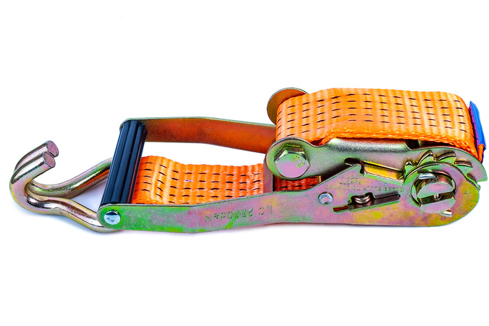 Satz aus vier UNITRAILER 10m/50mm/5t orangefarbenen Transportgurten mit Spannvorrichtung