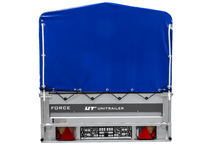 Ungebremster Anhänger 264x125 UNITRAILER FORCE 264 KIPP mit H-800 Spriegel und blauer Hochplane