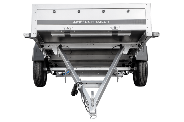 Einachsanhänger mit Blattfedern 264x125 UNITRAILER GARDEN 264/R KIPP mit H-800-Rahmen und grauer Plane