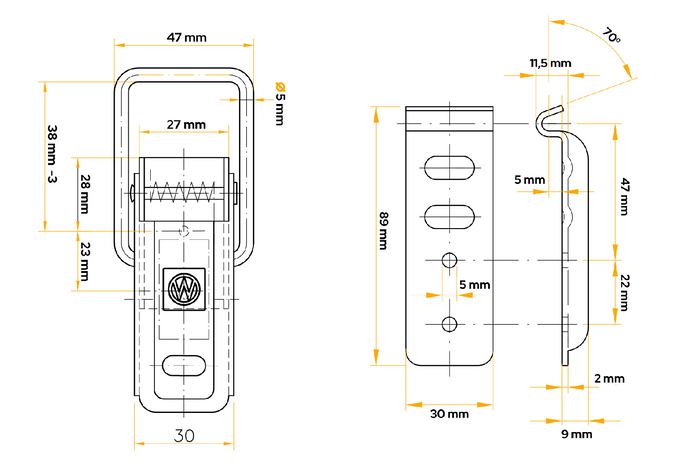 Seitenkupplung mit Verschluss WINTERHOFF BV 60-1 + BVG 60-A kompletter Anhänger Seitenverschluss