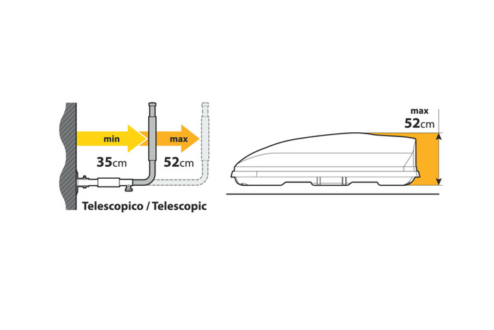 Wandhalterungen für Dachboxen LAMPA TYP 1 Seitenstütze 35-52cm
