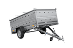 Einachsiger Anhänger auf Blattfedern 264x125 UNITRAILER GARDEN 264/R KIPP mit BIS-Seitenwänden und Aluminiumabdeckung