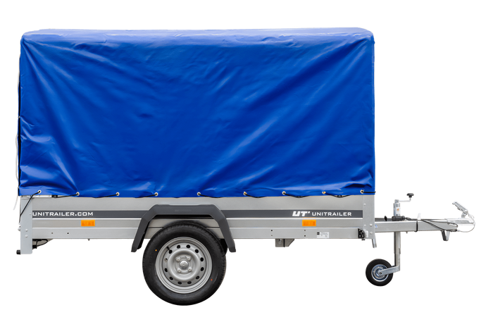 PKW-Anhänger 230x125 UNITRAILER GARDEN 230 KIPP mit blauer Hochplane 110 cm