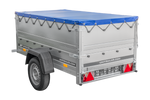 Einachsanhänger 200x106 UNITRAILER GARDEN 200 KIPP mit BIS-Seitenwänden und blauer Plane