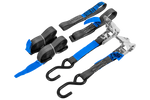 Set aus zwei HILLS 3 m/25 mm/1 t Transportgurten mit Spannvorrichtung und zwei 0,45 m Gurten zur Sicherung des Motorrads