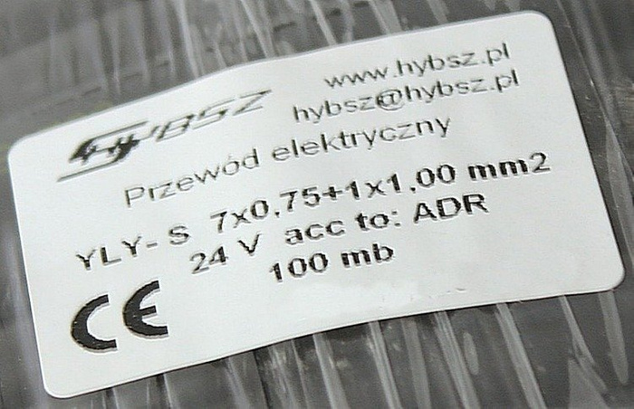 Elektrokabel HYBSZ YLY-S 7x0,75+1x1 achtadrig - 1m