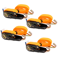 Satz aus vier KAMAR 3 m/25 mm/0,8 t orangefarbenen Transportgurten mit Spannvorrichtung