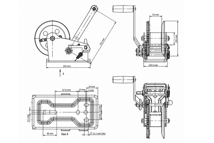 KNOTT Gurtwinde für Pkw-Anhänger 1150 kg [blaues Gehäuse]