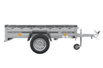 PKW-Anhänger 200x125 UNITRAILER GARDEN 201 KIPP mit grauer Flachplane und Flachplanenträger