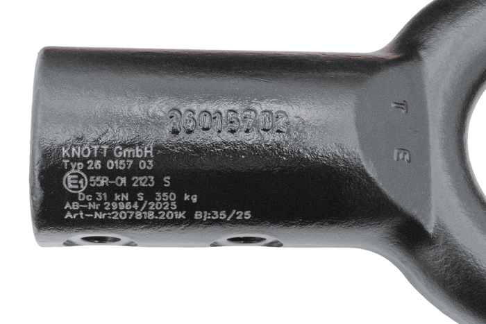 KNOTT KK7937S Augenkupplung für einen 3500 kg Anhänger mit 60 mm Rohrzugdeichsel, neue Ausführung