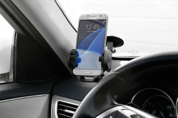 Handyhalterung mit Lampe, Mehrfachhalterung 2 in 1, Saugnapf- oder Lüftungsschlitzbefestigung 