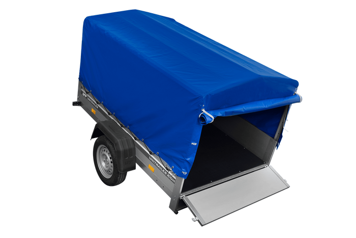 PKW-Anhänger mit Alubordwänden 200 x125 Garden Trailer 201 KIPP ALU mit blauer Hochplane
