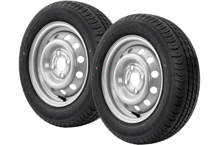 Satz von zwei Rädern für den Anhänger. LINGLONG-Reifen 155/70 R13 75N UNITRAILER-FELGEN 4Jx13" 4x100 ET:30